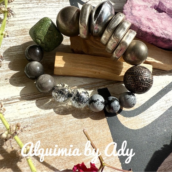 Tourmaline rainbow and golden obsidian beaded bracelet/ oversized - Picture 1 of 4